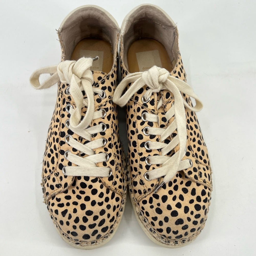 Dolce Vita Morris Tan and Black Leopard Print Canvas Espadrille Sneakers 7.5 - Picture 3 of 9